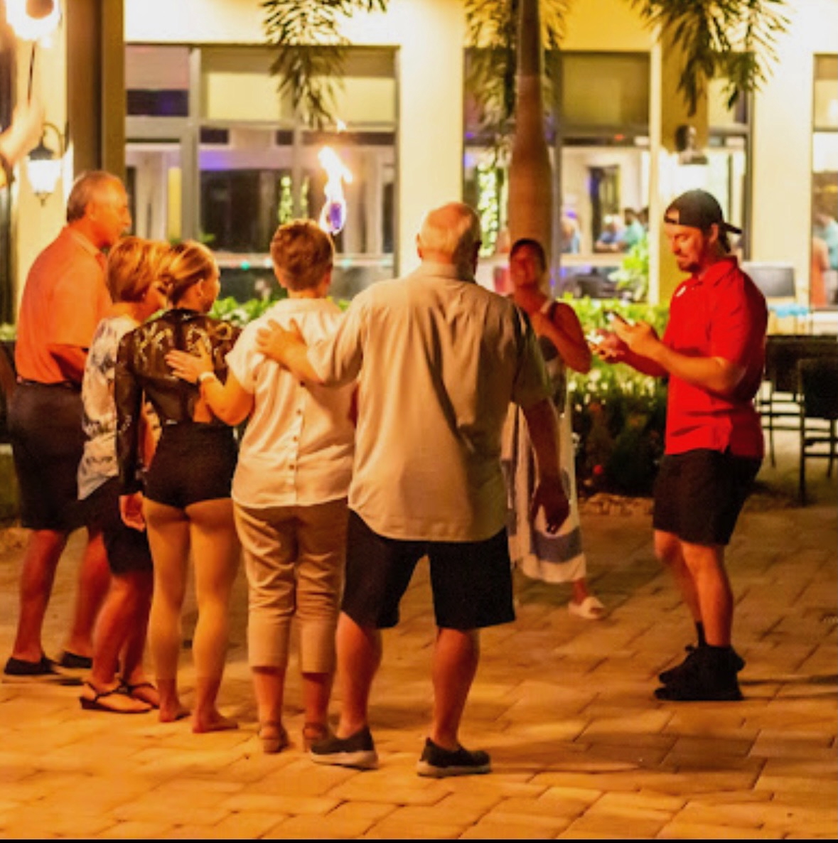 Captivated audience at fire performance